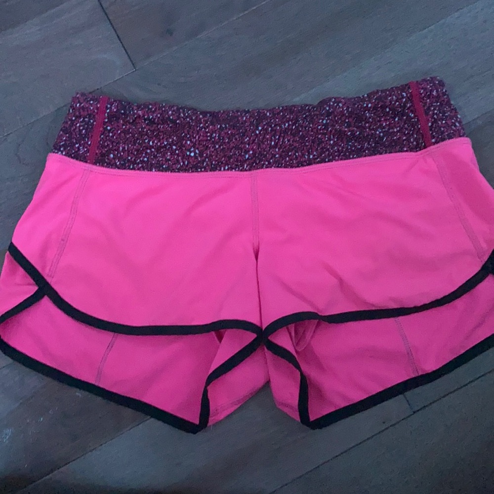 Pink lululemon speed up shorts